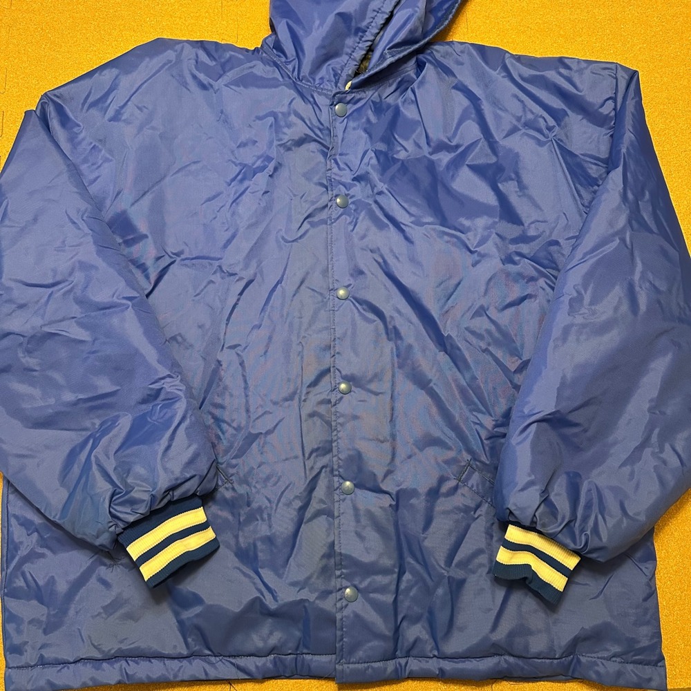 Neff Coach Jacket Mens Medium Blue Oakridge Eagles Football Hooded Quilted USA